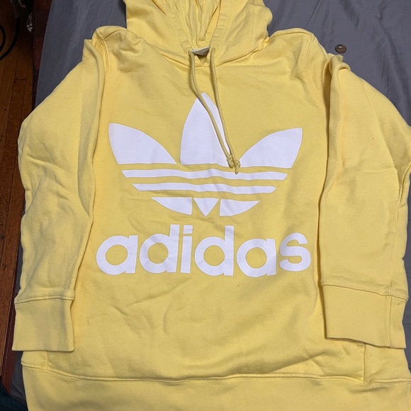 Adidas Bright Yellow Hoodie with White Logo - Picture 7 of 7